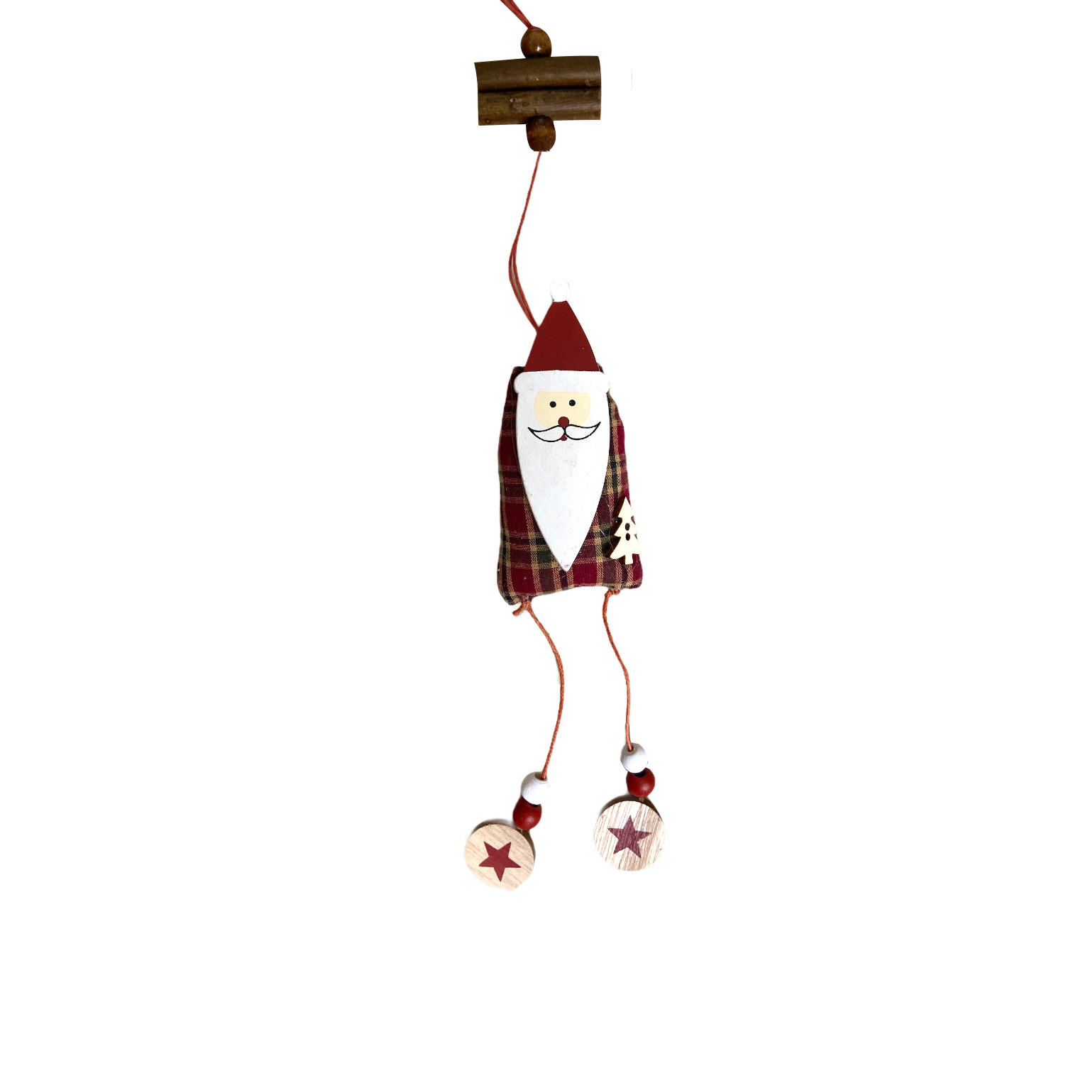 Χριστουγεννιάτικο Κρεμαστό Ξύλινο 3 Φιγούρες Καρό 12cm