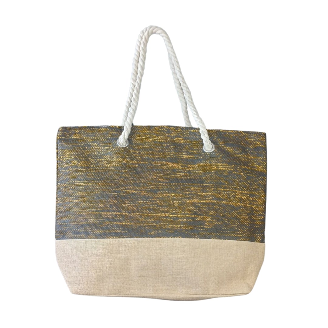 Τσάντα Θαλάσσης Jacquard Μπέζ & 4 Χρώματα 52x38x15cm