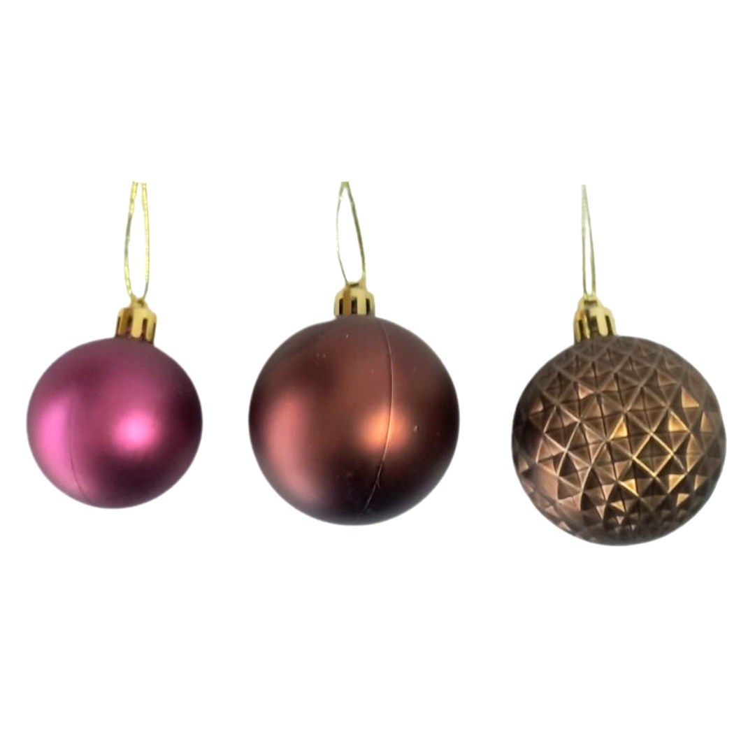 Χριστουγεννιάτικα Στολίδια Μπρονζέ/Μώβ Διάφορα σχέδια 8cm 16τμχ