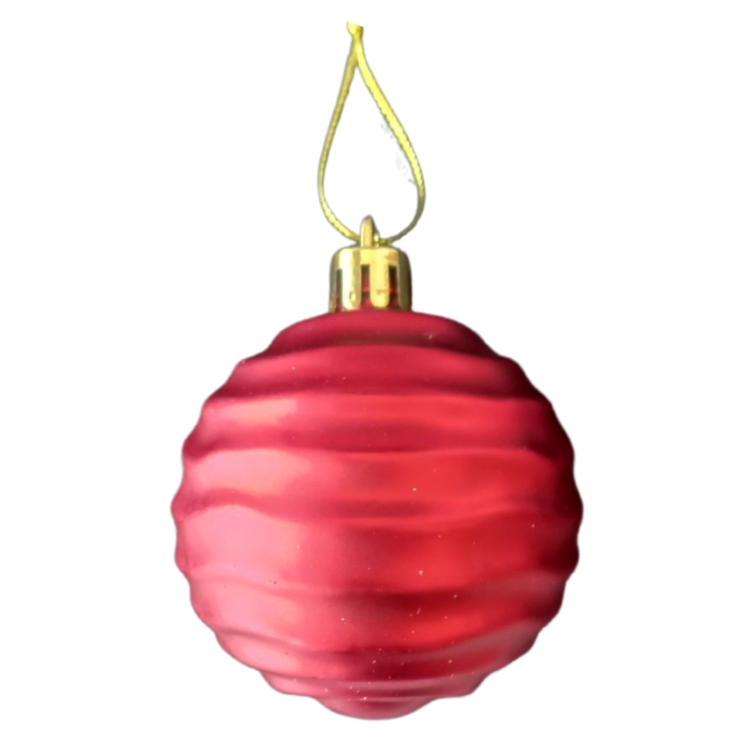 Χριστουγεννιάτικες Μπάλες Σετ Κόκκινες Γυαλιστέρες Glitter Σχέδια 6cm 12τμχ