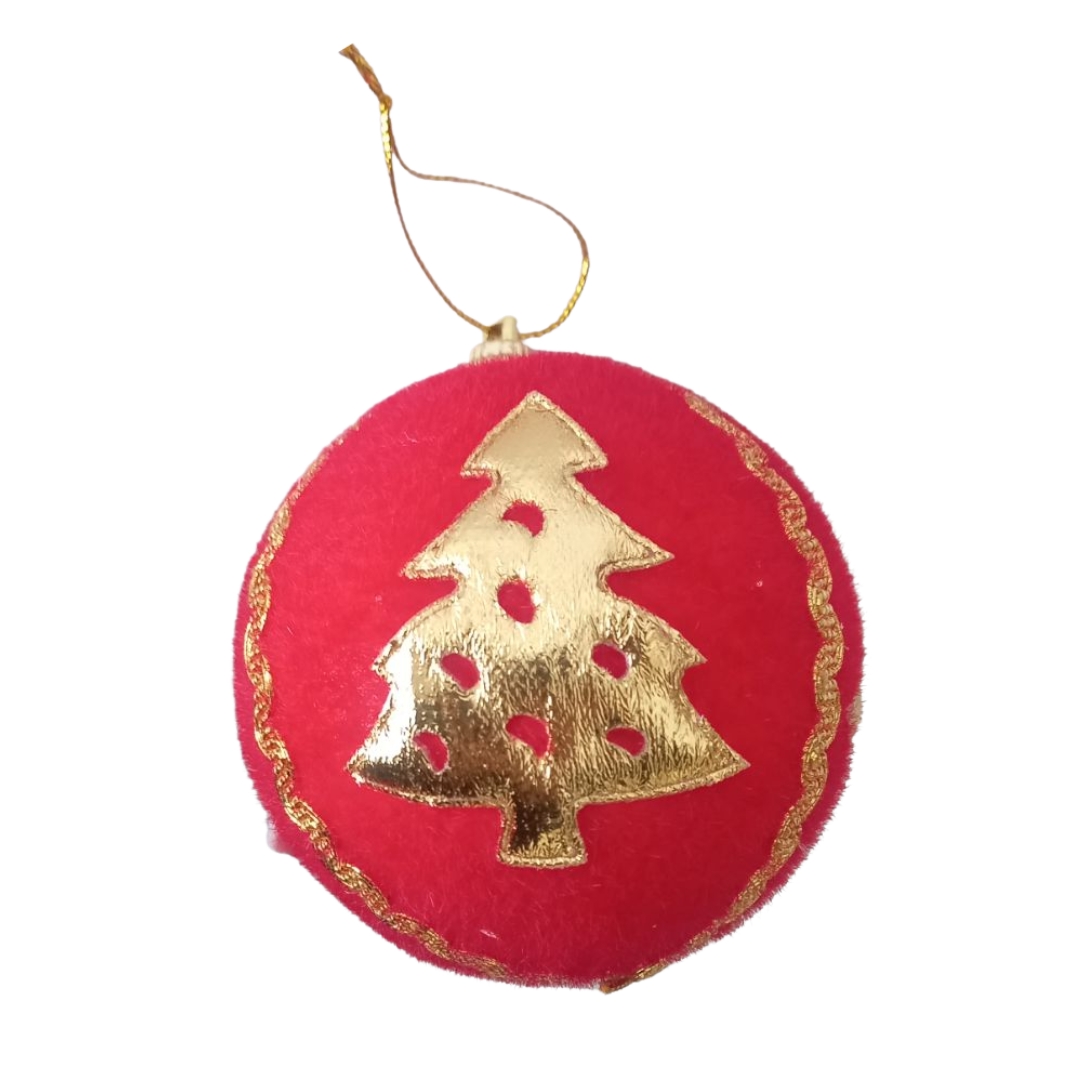 Χριστουγεννιάτικες Μπάλες Σετ Κόκκινες Χρυσό Έλατο 8cm 3τμχ