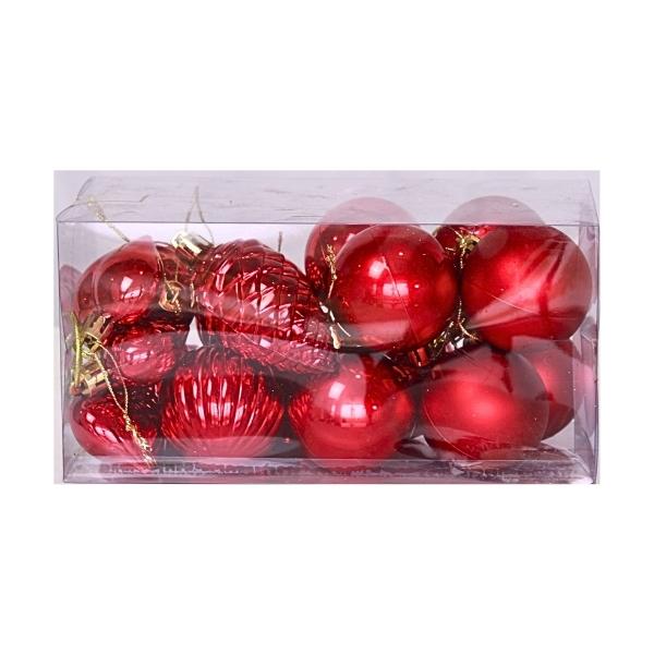 Χριστουγεννιάτικα Στολίδια Δέντρου Σετ Διάφορα Σχέδια 2 Χρώματα 5cm 18τμχ