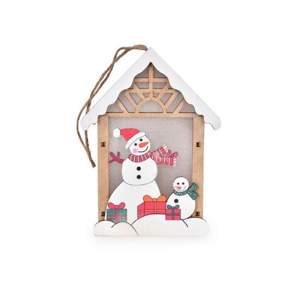 Χριστουγεννιάτικο Επιτραπέζιο Φωτιζόμενο Σπιτάκι, Με Φιγούρα 4 Σχέδια 10x6x14cm