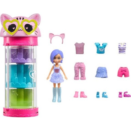 Mattel Polly Pocket Κούκλα Με Μόδες Σε Κύλινδρο – Cat (HKW04/HKW07)