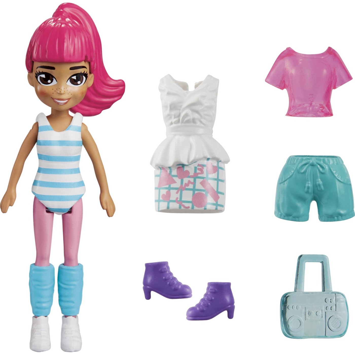 Mattel Polly Pocket Κούκλα με Αξεσουάρ Mini Pack Φούξια Μαλλιά (HNF50/HKV87)