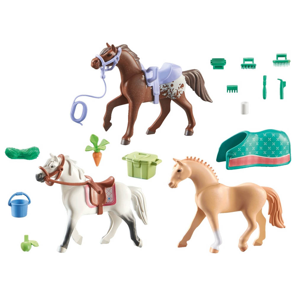 Playmobil Horses Of Waterfall Τρία Άλογα Με Αξεσουάρ (71356)