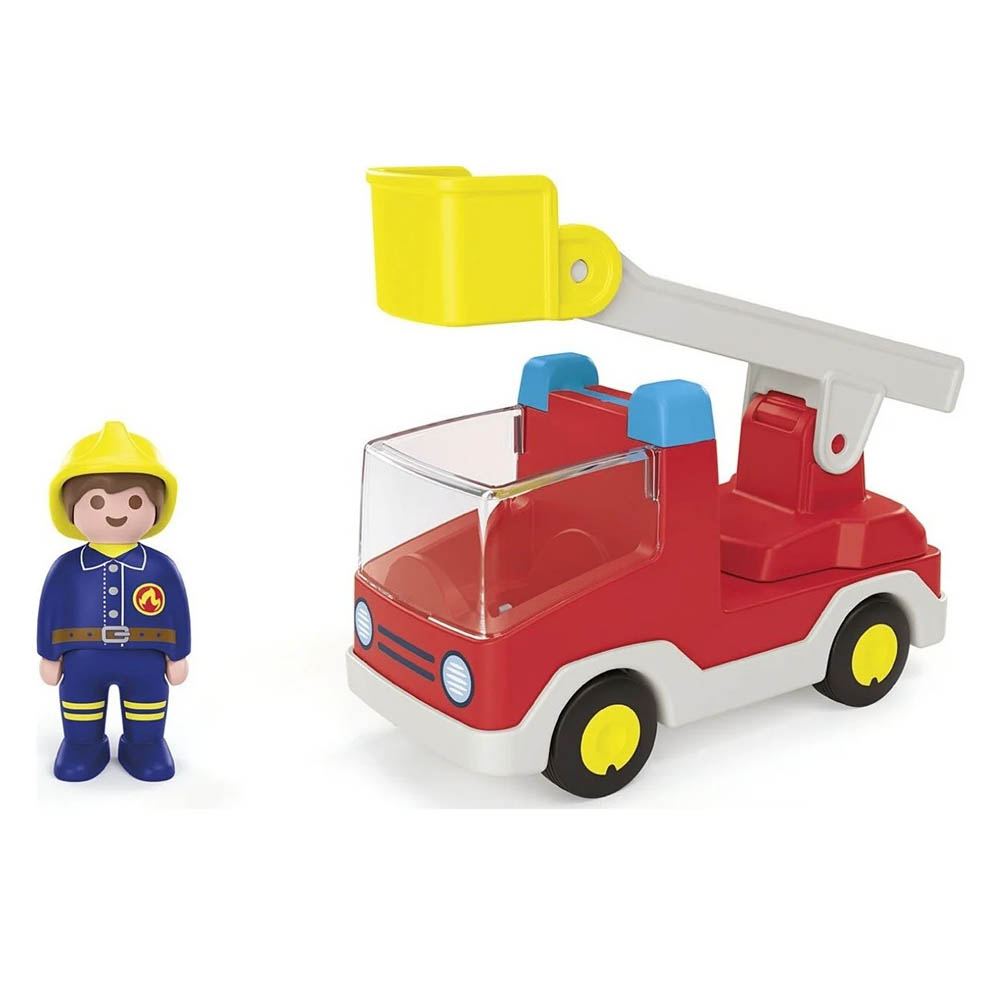 Playmobil Junior Πυροσβέστης Με Κλιμακοφόρο Όχημα (71683)