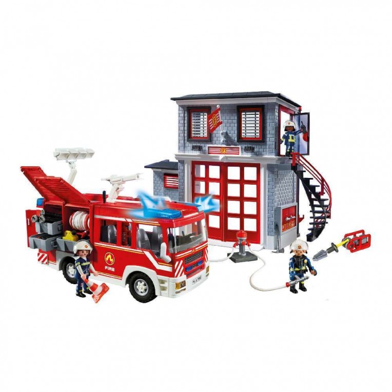 Playmobil Action Heroes Αρχηγείο και Όχημα Πυροσβεστικής 50 Χρόνια (71603)