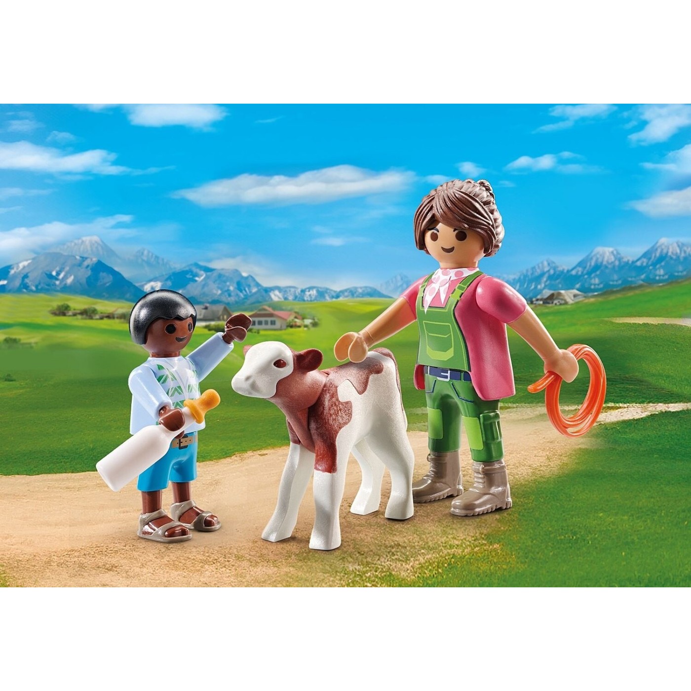 Playmobil Duo Pack Αγρότισσα Και Παιδάκι Με Μοσχαράκι (71803)