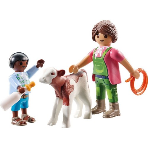 Playmobil Duo Pack Αγρότισσα Και Παιδάκι Με Μοσχαράκι (71803)