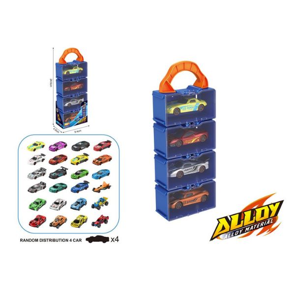 Αγωνιστικά Οχήματα Μινιατούρες 7cm Σετ 4τμχ Σε Θήκη Διάφορα Σχέδια