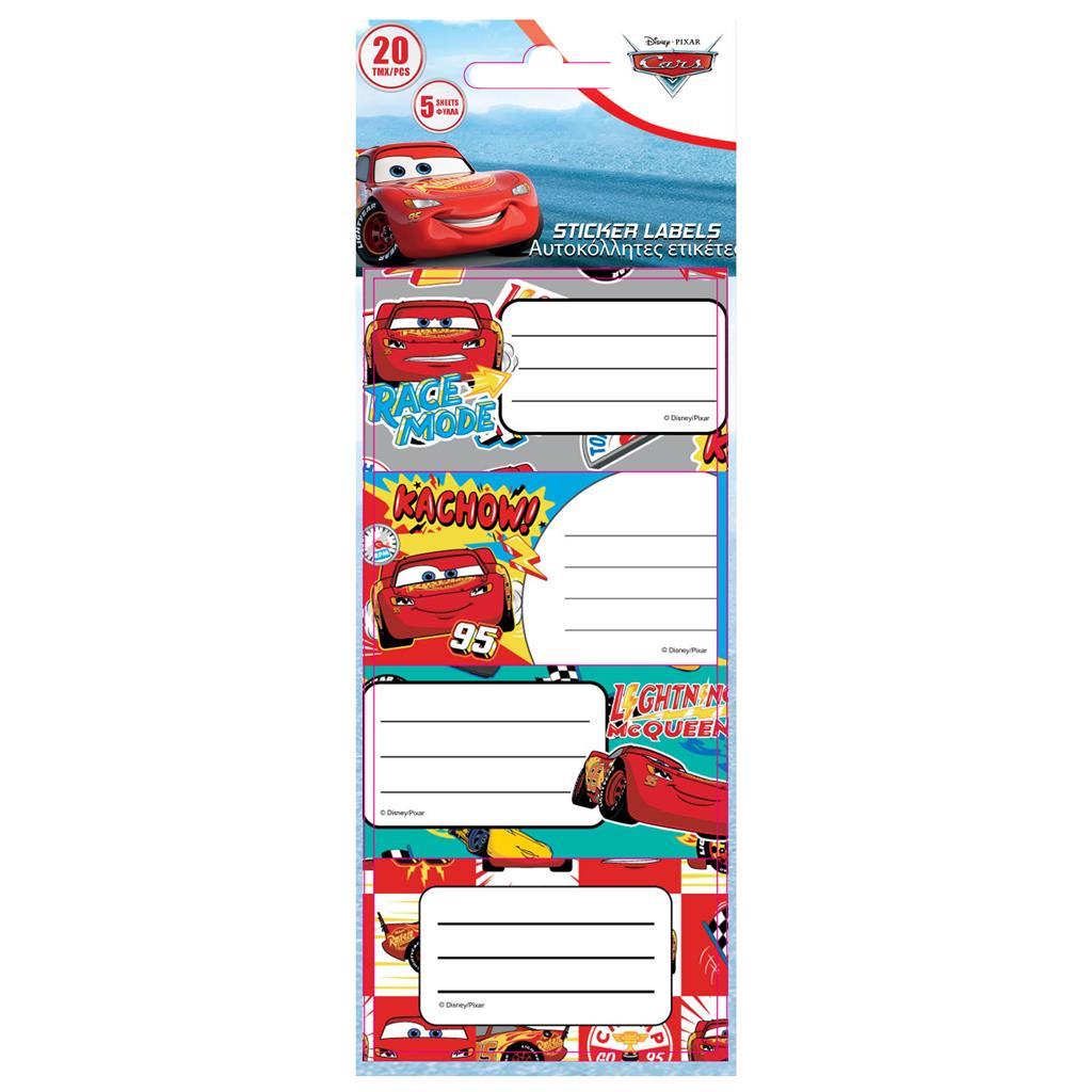 Αυτοκόλλητες Ετικέτες Disney Cars 5 Φύλλα 20τμχ (000564559)