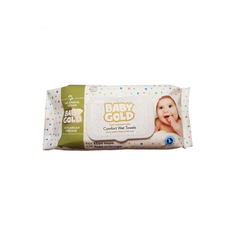 Baby Gold Wet Towels 72s Argan Flip Up