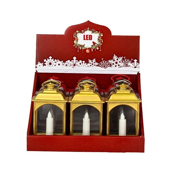 Διακοσμητικό Φανάρι Με Κερί Led Διάφορα Χρώματα 7,5x4x13cm