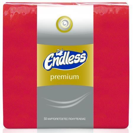 Endless Χαρτοπετσέτα Premium Kokkινη 33x33 50tmx