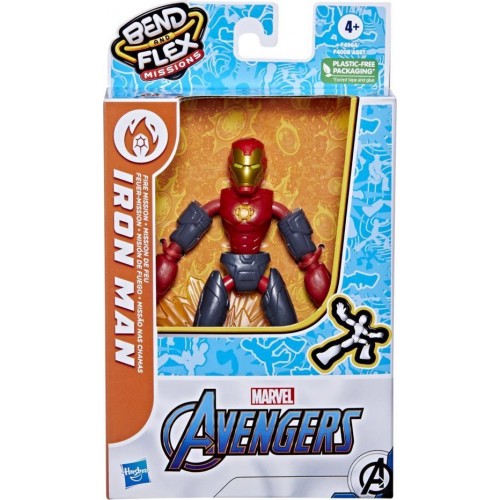 Hasbro Avengers Marvel Bend And Flex Φιγούρα Δράσης 15 εκ. - Iron Man Fire Mission (F4008/F4964)