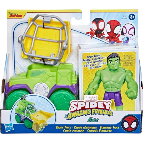 Hasbro Marvel Spidey and His Amazing Friends Hulk Smash Truck, Action Figure, Vehicle, and Accessory (F6776/F7457)