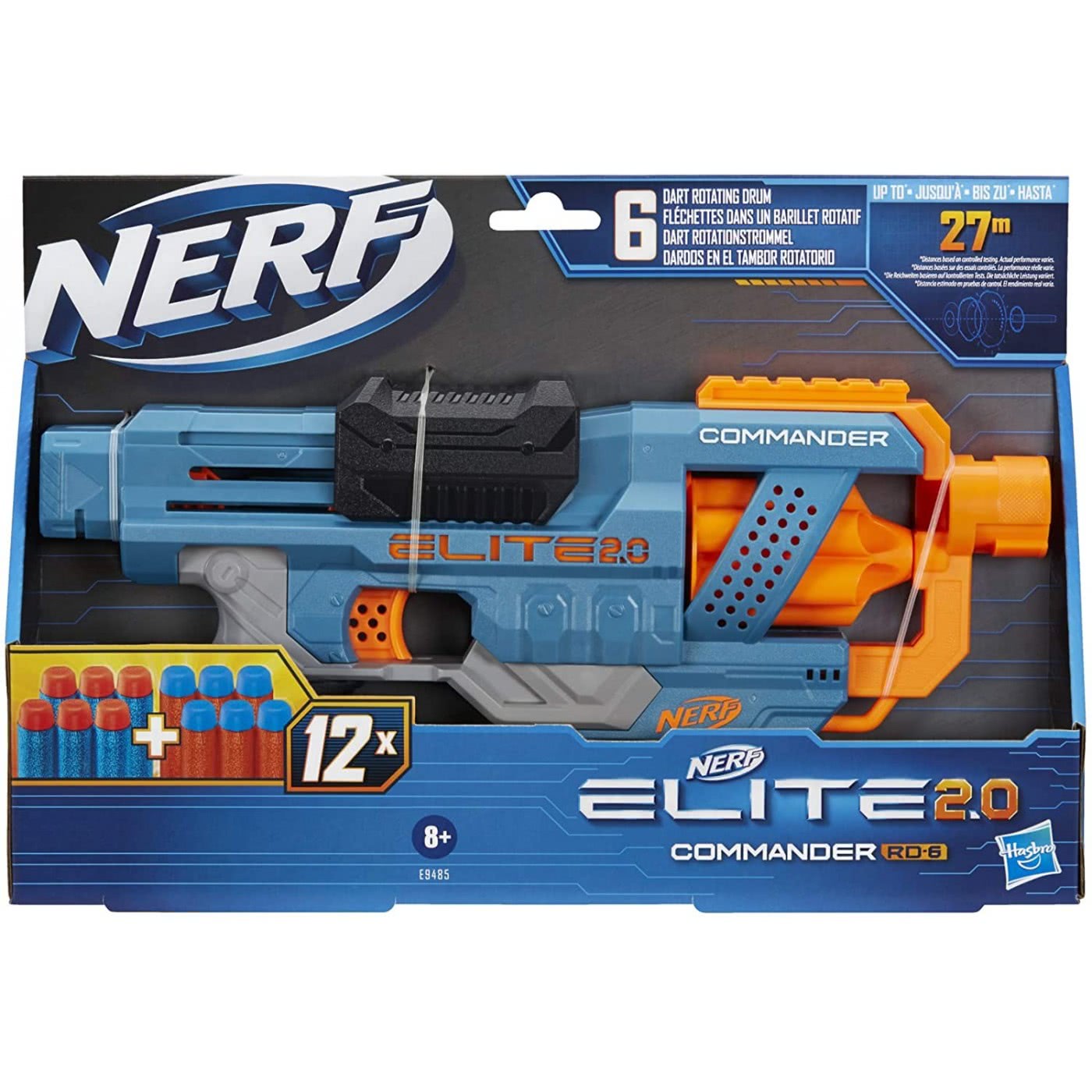 Hasbro Nerf Elite 2.0 Commander Rd-6 Blaster, 12 Official Nerf Darts (E9485)