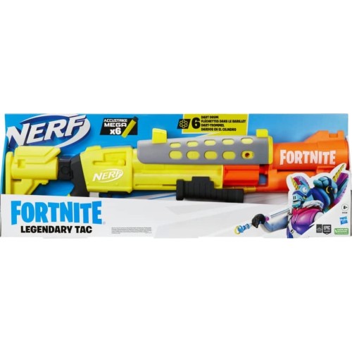 Hasbro Nerf Fortnite Legendary Tac Blaster, Yellow Glow Wrap Design, 6-Dart Mega D (F4169)