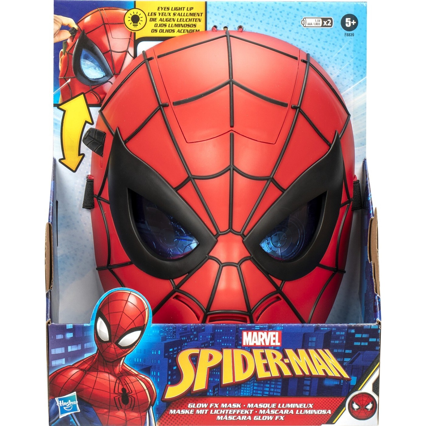 Hasbro Spiderman Marvel Spider-Man Glow FX Μάσκα, Light-Up Role Play (F8839)