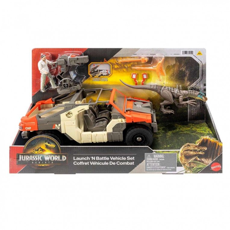 Jurassic World Rebirth Launch N Battle Όχημα με 1 Φιγούρα & 1 Βελοσιράπτορα (JGB59)