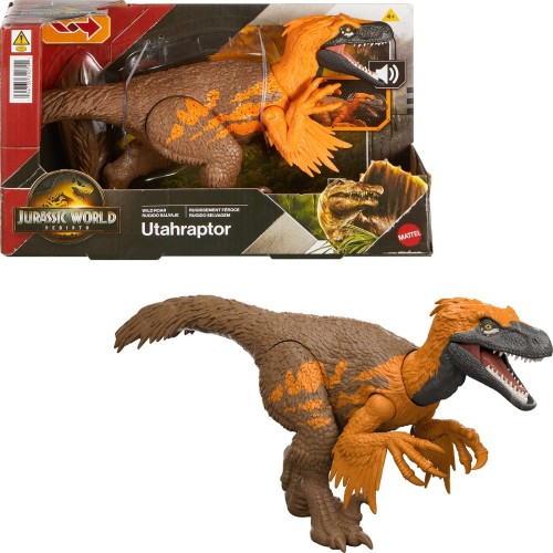 Jurassic World Rebirth Wild Roar Δεινόσαυρος Φιγούρα με Σπαστά Μέλη, Λειτουργία Επίθεσης και Ήχους Utahraptor  (JGB87/JGC80)
