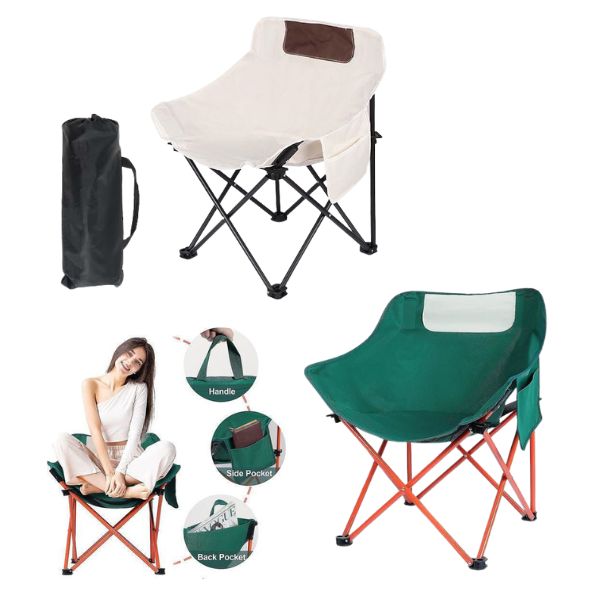 Καρέκλα Camping Πτυσσόμενη, Με Τσέπη & Θήκη 66x60x49cm 3 Χρώματα