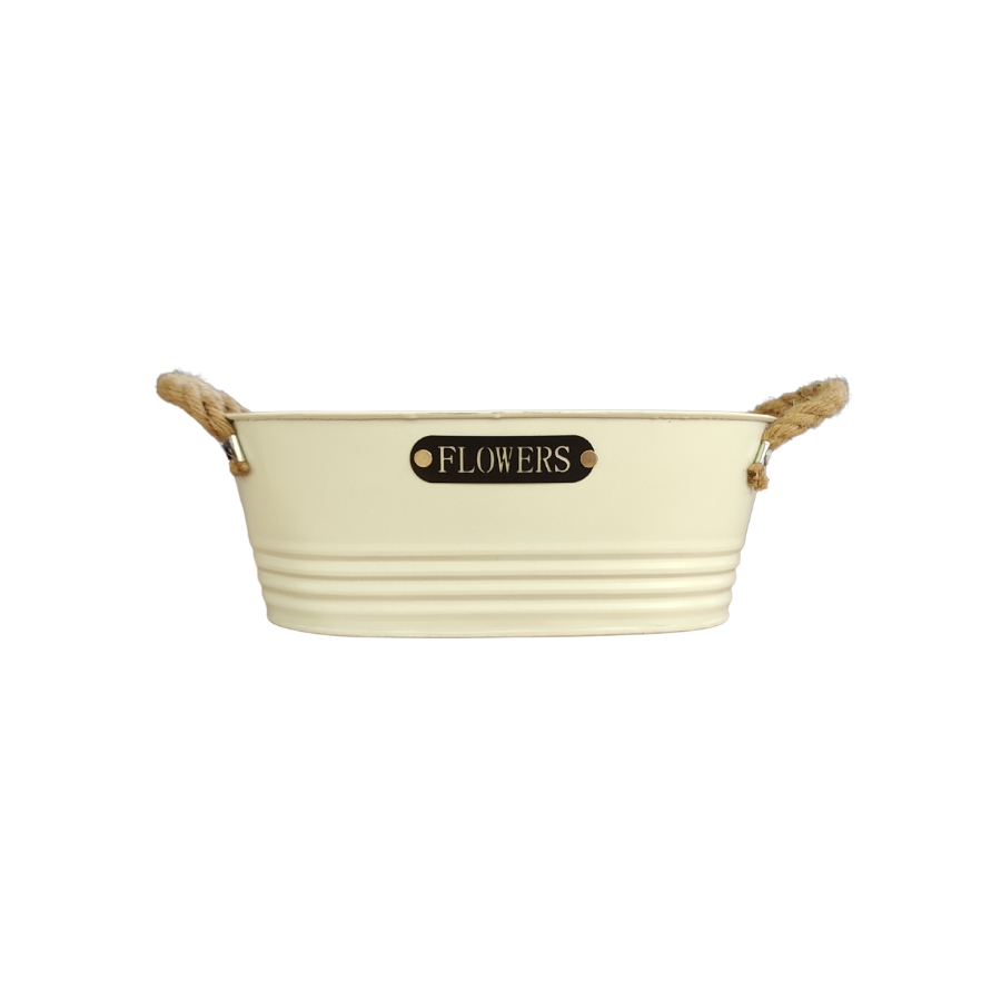 Κασπώ Οβάλ Μεταλλικό Σετ Λευκό 21x12x9cm