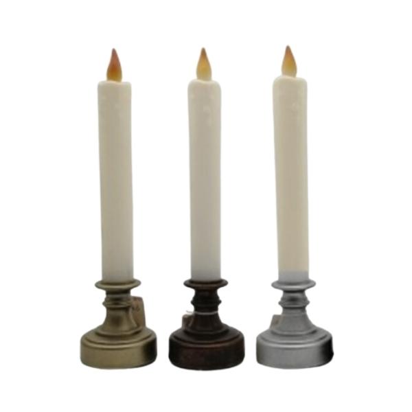 Κερί Led Λευκό/Εκρού Σε Χάλκινο Κηροπήγιο 15x2,5cm
