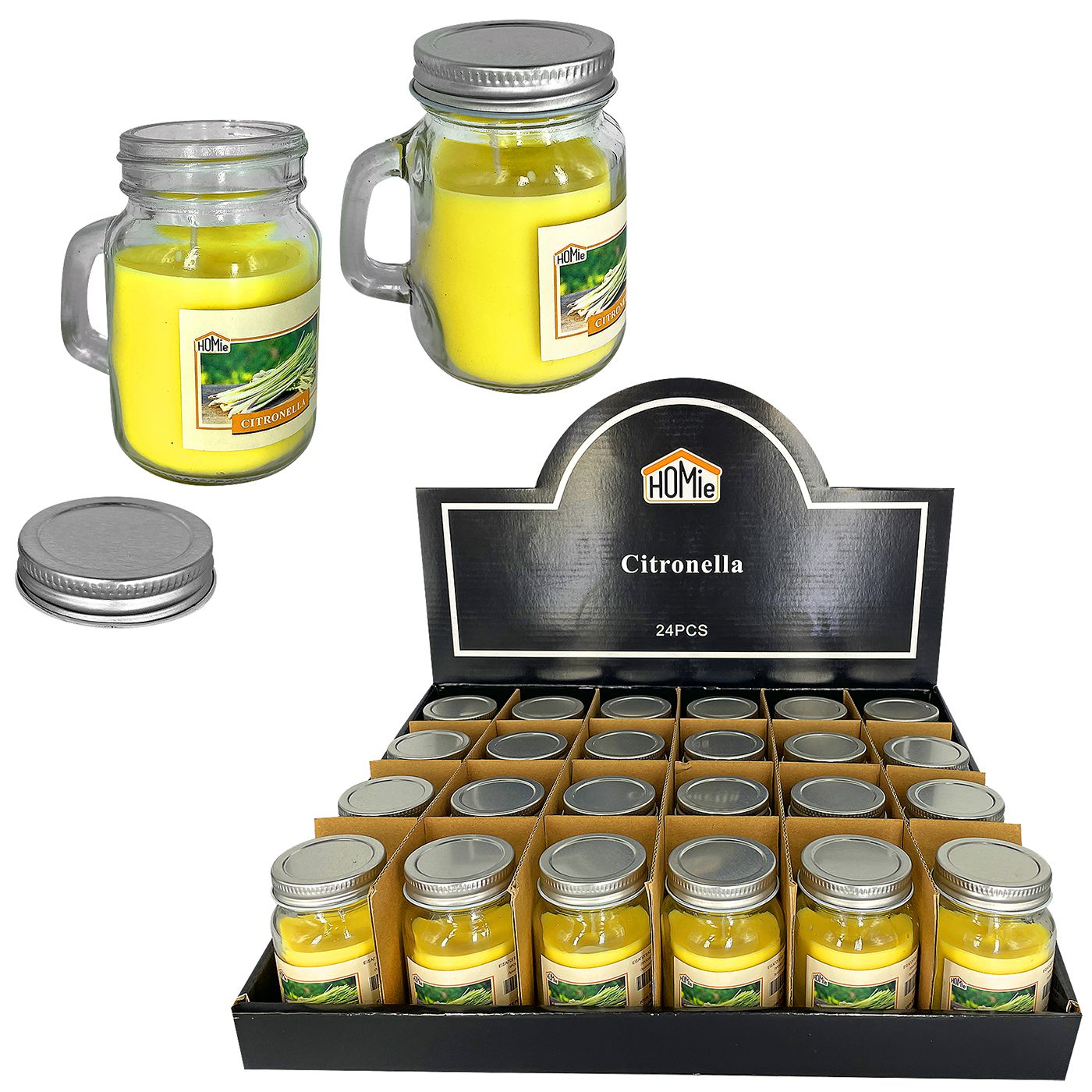 Κερί Σιτρονέλας σε Γυάλινο Ποτήρι με Καπάκι 8,5x6cm 210g Gross/90g net