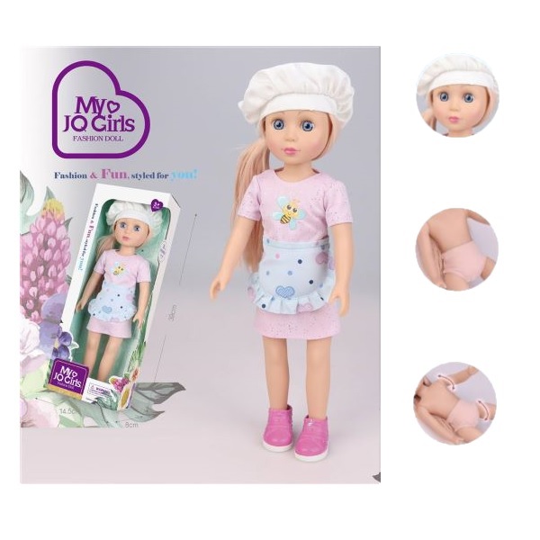 Κούκλα 36cm Με Καπέλο Και Ποδιά