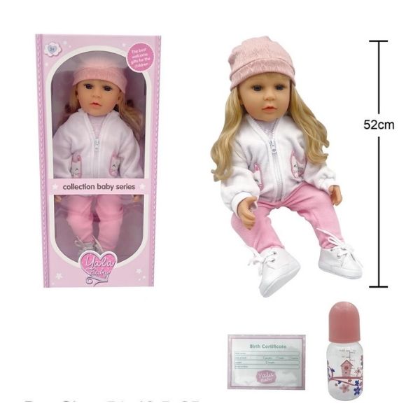 Κούκλα Κοριτσάκι 52cm Με Φόρεμα, Σκούφο & Αξεσουάρ