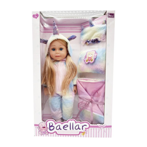 Κούκλα Μονόκερος 46cm Με Κουβέρτα & Αξεσουάρ