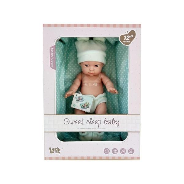 Κούκλα Μωρό 30cm Με Λευκό Σκουφί & Πουά Port Bebe 26x12,5x37cm
