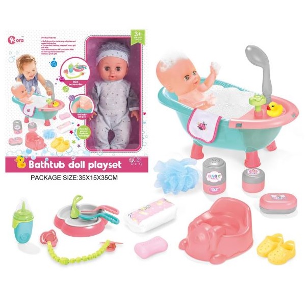 Κούκλα Μωρό 36cm Με Μπανιέρα Και Αξεσουάρ, Με 12 Ήχους