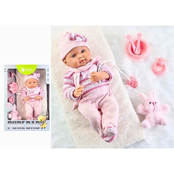 Κούκλα Μωρό 40cm Με Κουβερτάκι, Αξεσουάρ Φαγητού & Ύπνου