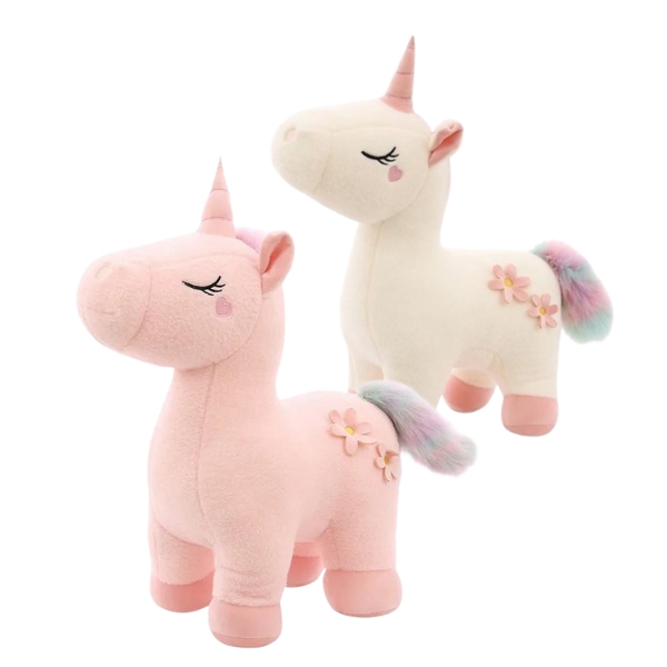 Λούτρινος Μονόκερος 40cm Με Ουρά Ουράνιο Τόξο 2 Χρώματα