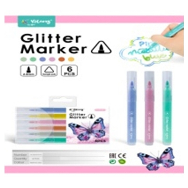 Μαρκαδόροι Χοντροί  Glitter Παλ  6τμχ