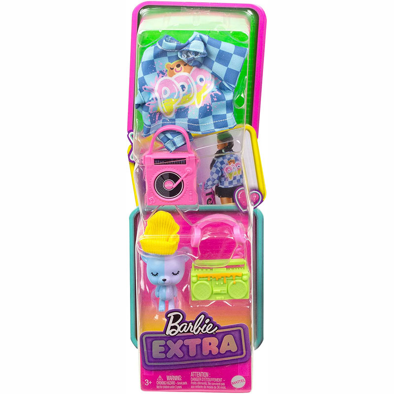 Mattel Barbie Extra Doll Σετ Καρό Jacket με ζωάκι αρκουδάκι & Αξεσουάρ (HDJ38/HDJ41)