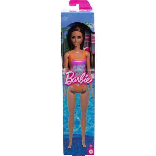 Mattel Barbie Κούκλα Με Καστανά Μαλλιά & Πορτοκαλί Μαγιό (DWJ99/HXX50)