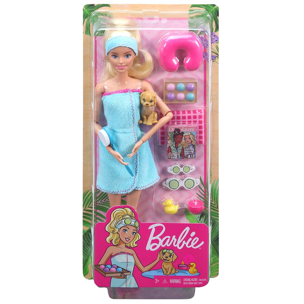 Mattel Barbie Wellness Ημέρα Ομορφιάς Σπα Κούκλα Με Κουτάβακι Και 9 Αξεσουάρ (GKH73/GJG55)