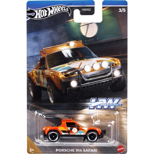 Mattel Hot Wheels Hrt06 Toy Vehicle Speed Graphics Hw Porsche 914 Safari (HWR60/HRT06)