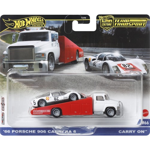 Mattel Hot Wheels Νταλίκα Με Αυτοκινητάκι ’66 Porsche 906 Carrera 6 & Carry On (FLF56/HRV47)