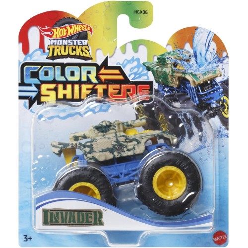 Mattel Hot Wheels Οχήματα Χρωμοκεραυνοί Monster Trucks Color Shifters Invader Όχημα Παιχνίδι (HGX06/HVH87)