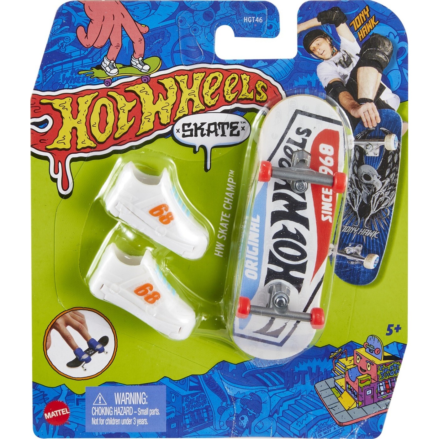 Mattel Hot Wheels Skate & Παπούτσια Skate T-Rex & Roll Παιχνίδι Δραστηριοτήτων/Δεξιοτήτων Σετ Finger Board (HGT46/HGT63)