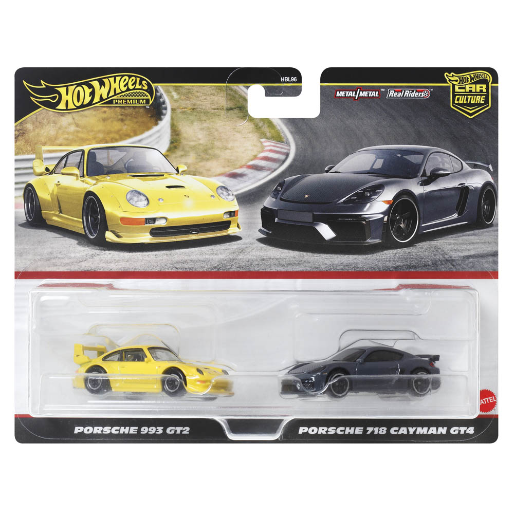 Mattel Hot Wheels Συλλεκτικά Αυτοκινητάκια Σετ Των 2 – Porsche 993 GT2 & Porsche 718 Cayman GT4 (HBL96 / HRR82)