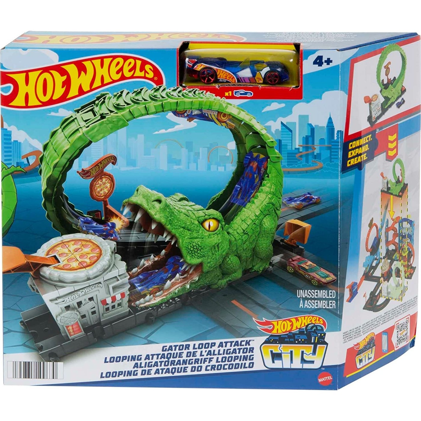 Mattel Hot Wheels Track Set With 1 Car Gator Loop Attack Πίστα με Θηρία (HDR29/HKX39)