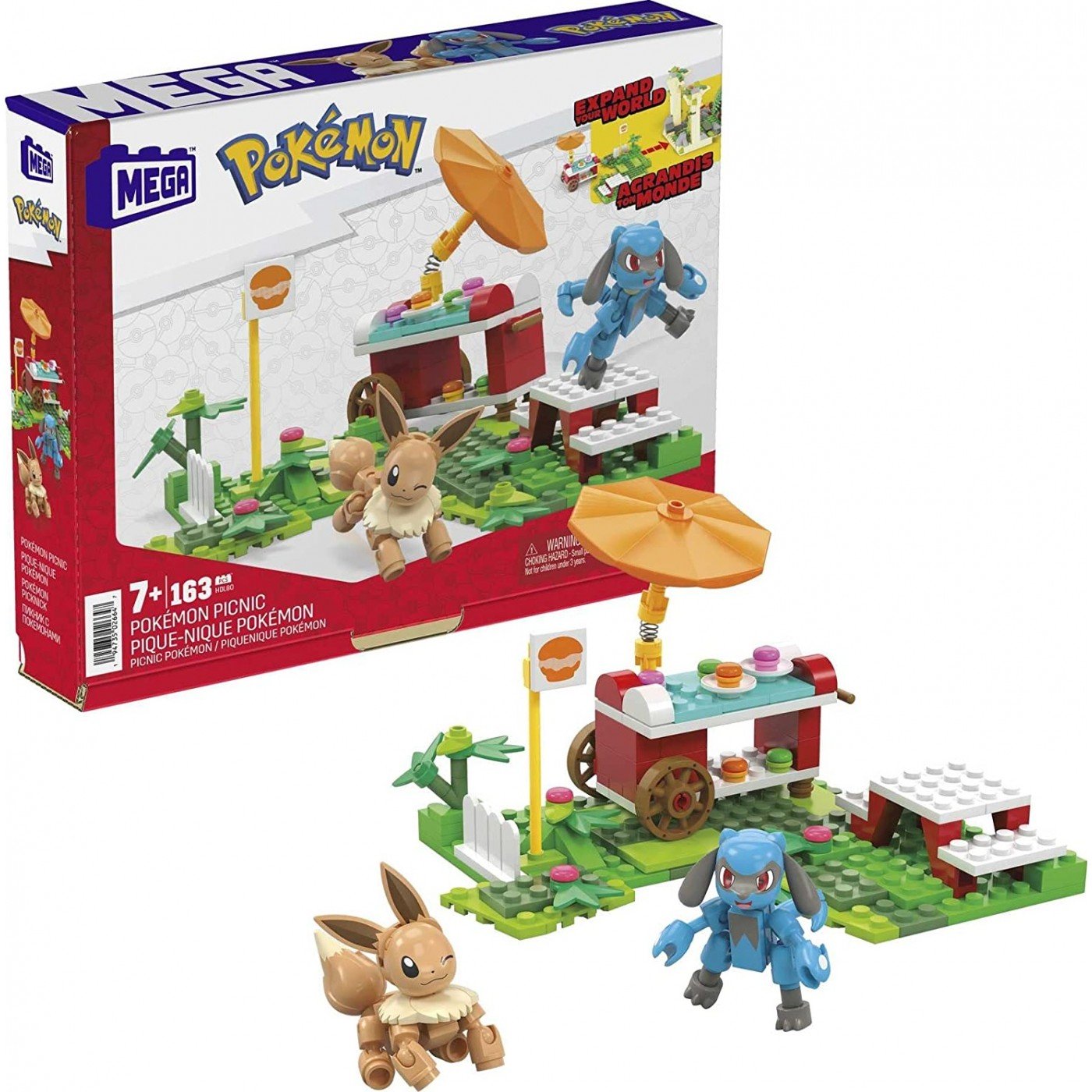 Mattel Pokemon Adventure Builder Poke Puff Picnic Toy Building Set, Eevee And Riolu Fig (HDL800)