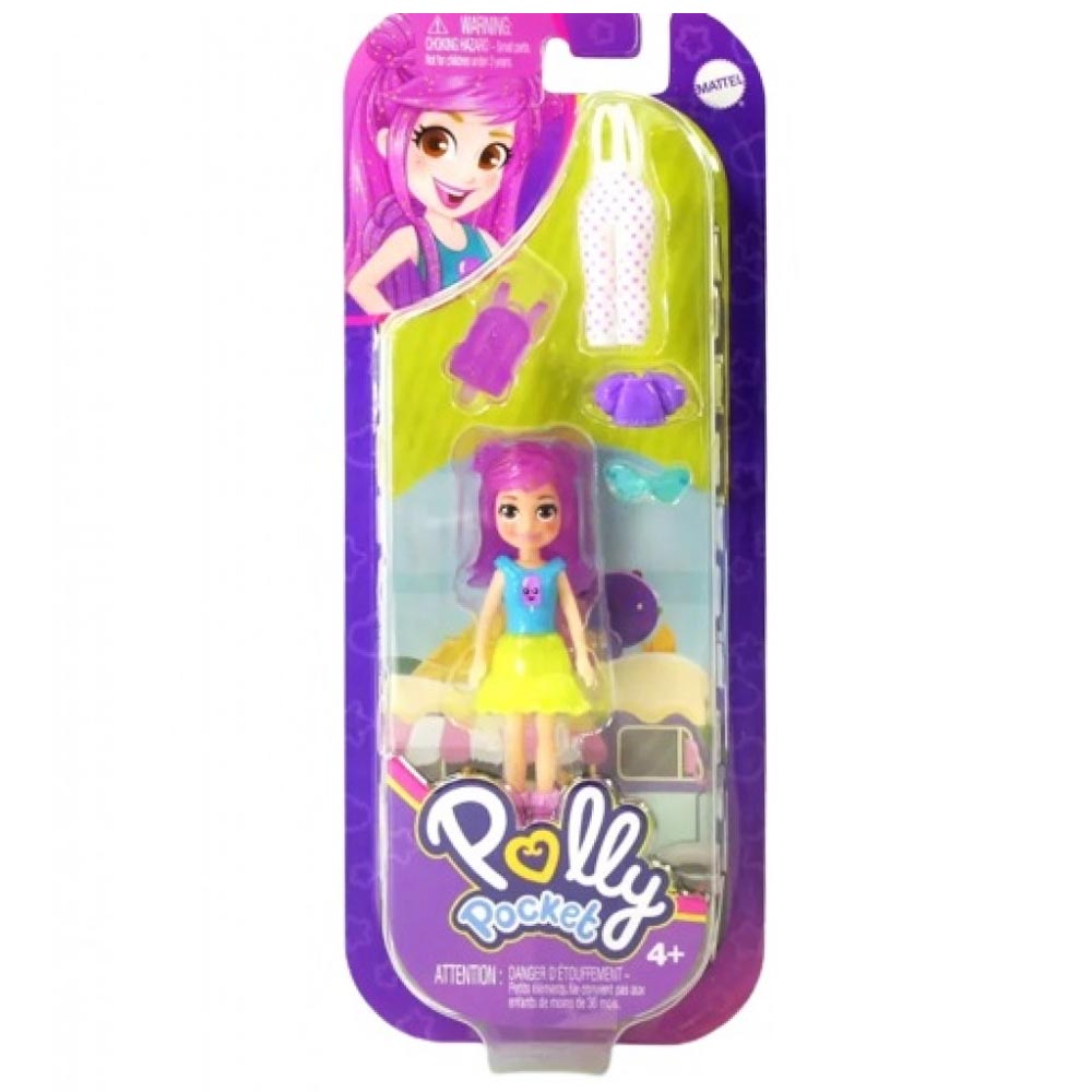 Mattel Polly Pocket Κούκλα Με 3 Σετ Μόδας Mini – Ροζ Μαλλιά (HNF50/HNF50/HRD59)