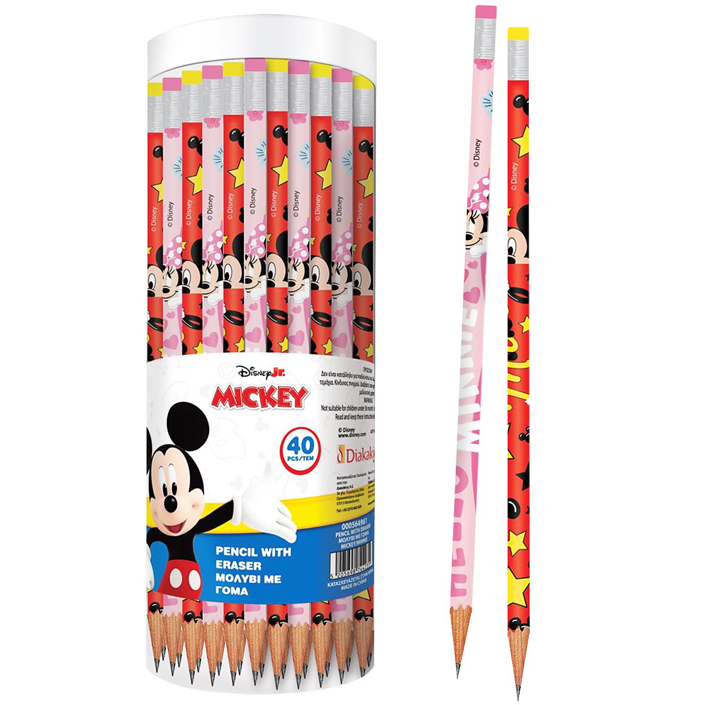 Μολύβι με Γόμα Mickey, Minnie Disney 2 Σχέδια  – 40 τμχ (000564961)